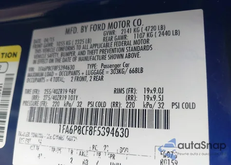 2015 Ford Mustang Gt Premium из США, поврежденный, VIN 1FA6P8CF8F5394630